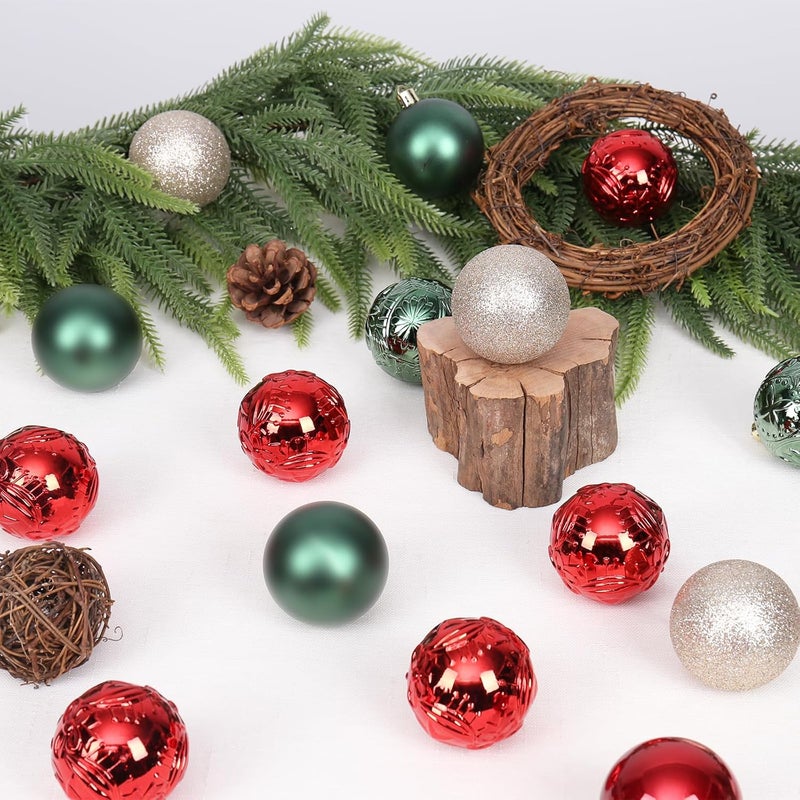 RoseCraft 30PCS Christmas Ball Ornaments, 2.36" Red/Green/Gold Shatterproof Ornament Set for Christmas Tree Hanging Decorations, for Home Holiday Xmas Party Decor. - Image 5